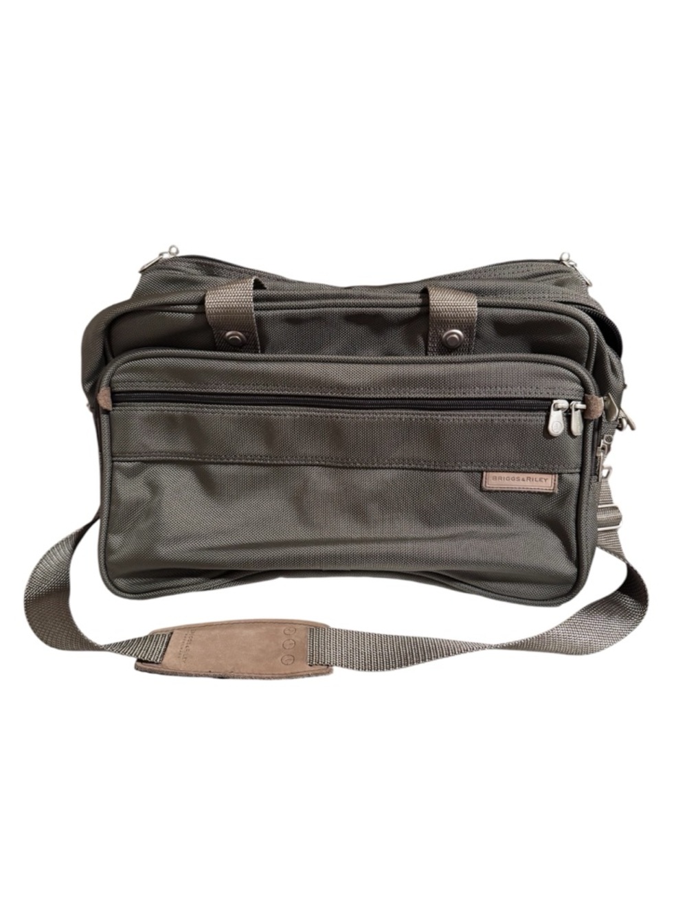 Briggs & Riley Olive Green Travelware Carryon Laptop Bag with Tan Accents